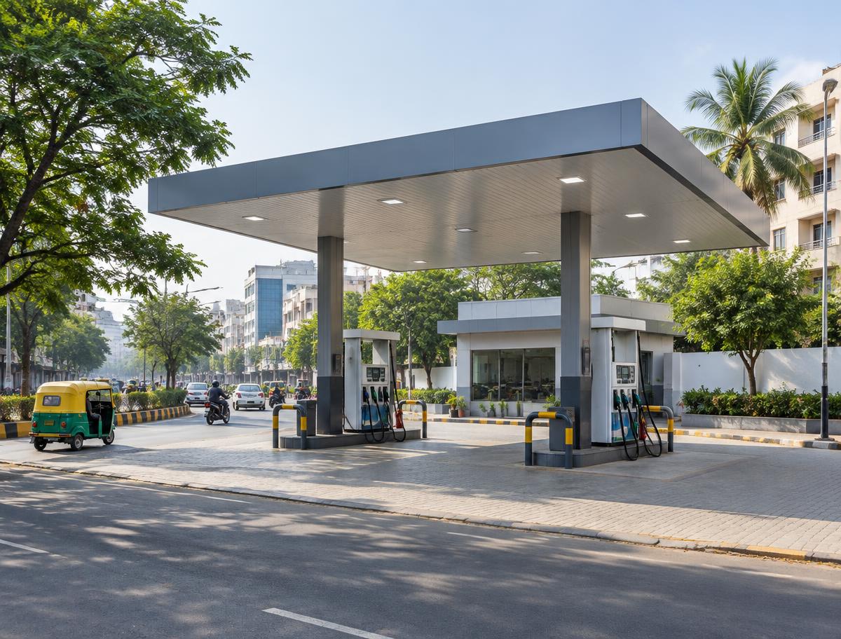 Representative image illustrating urban petrol pumps